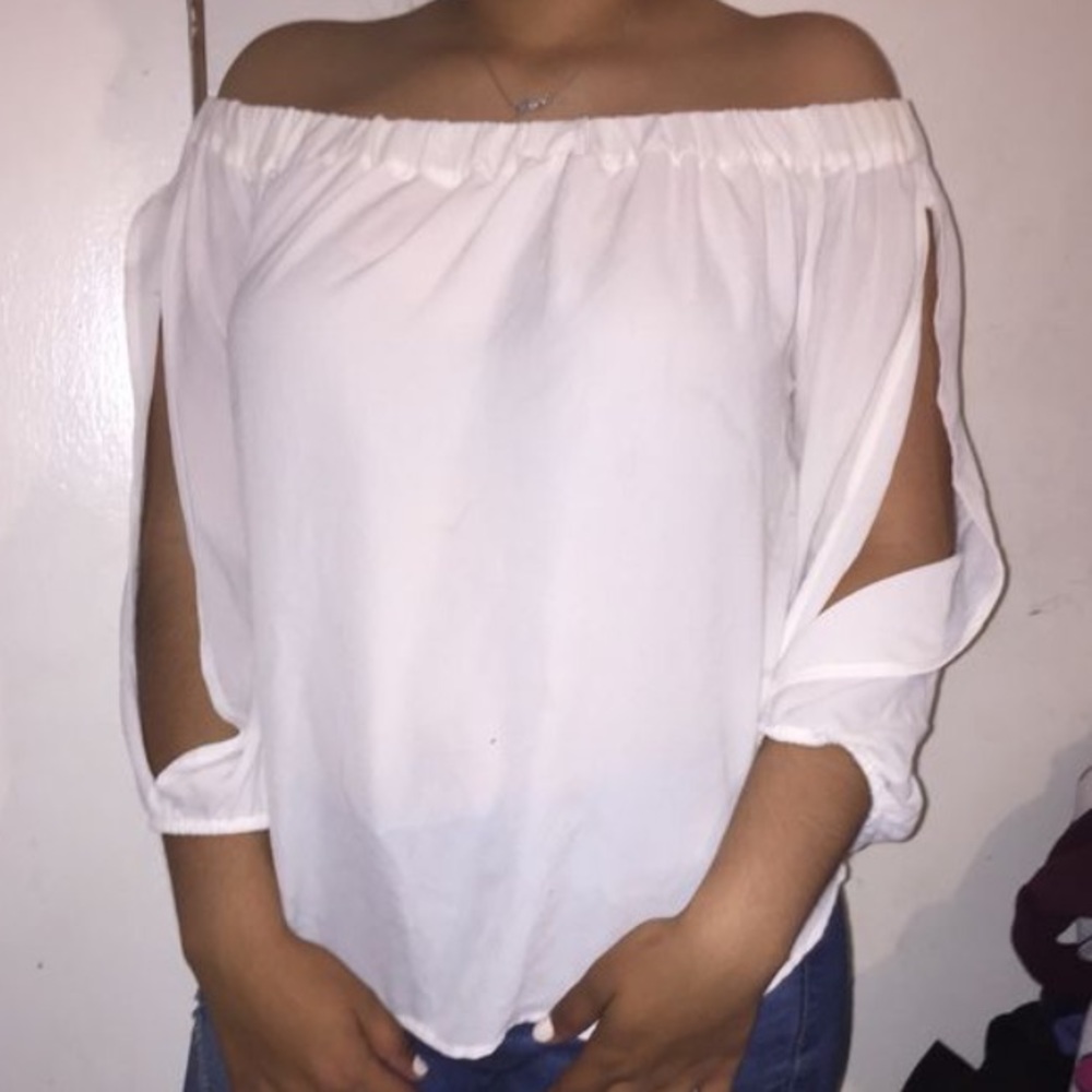 White off the shoulder shirt